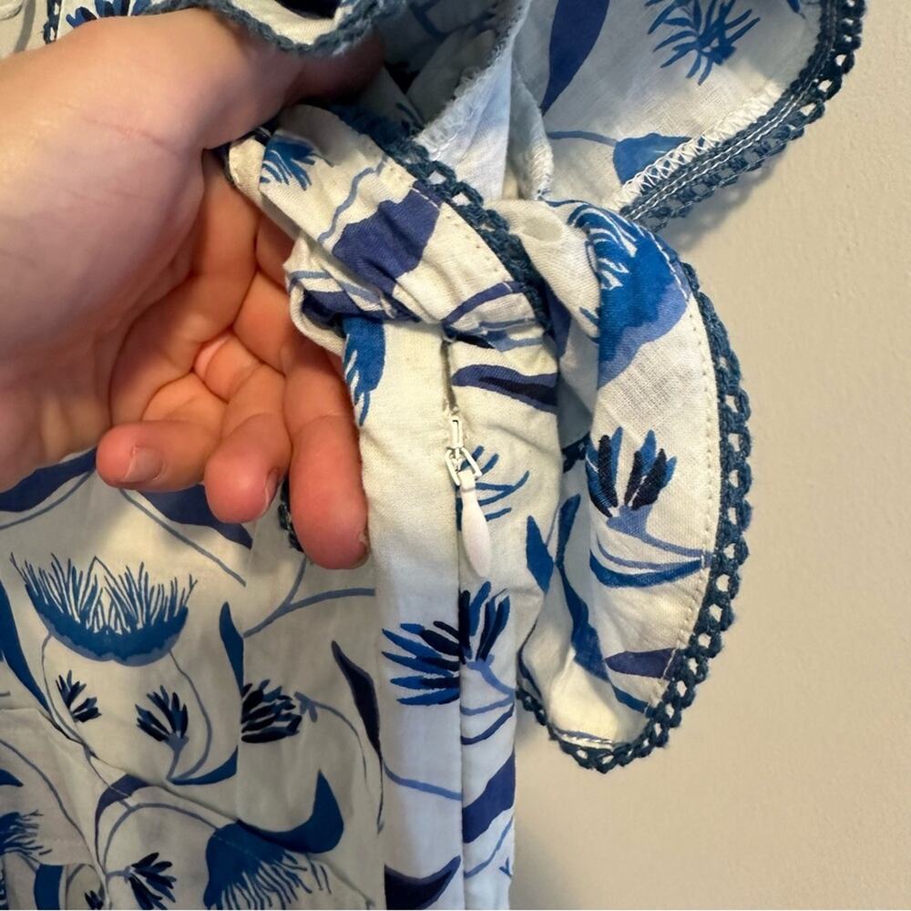 Tuckernuck Monsoon & Beyond White Blue Floral Cotton Maxi Dress XS - Picture 8 of 15